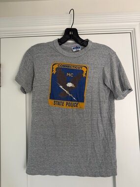 Hanes Gray Connecticut State Police Eagle Graphic Tee